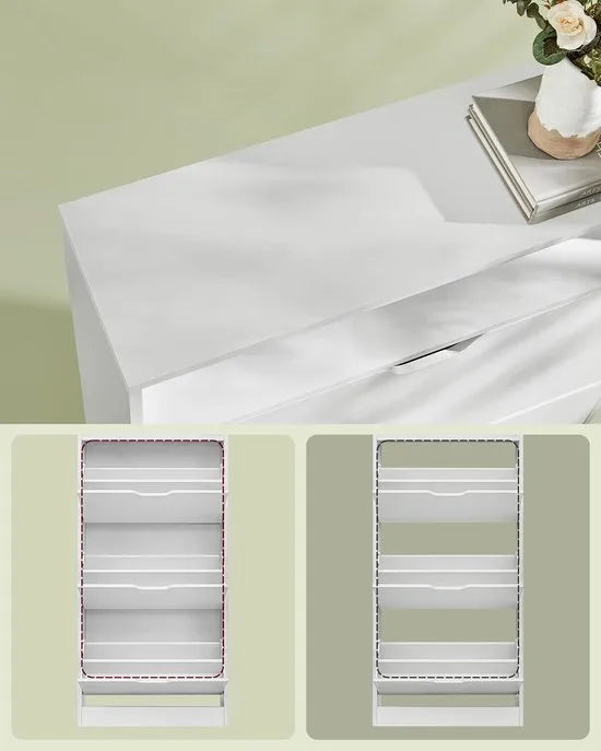 FurnStar - Schoenenkast Met 3 Kleppen - Schoenenrek - Open Vak - Verstelbare Scheidingswand - Voor 14-18 Paar Schoenen - Voor De Hal - 24 X 60 X 139 cm - Wolkenwit