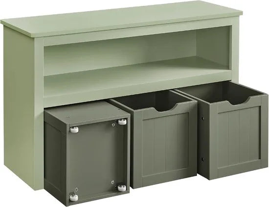 Furnstar - Schoenenrek – Ruimtebesparend, Stabiel en Verstelbaar – met wielen - Ideaal voor Woonkamer, Hal & Slaapkamer - Schoenenrek hout – 30 x 102 x 60 cm – Zandbeige – Groen