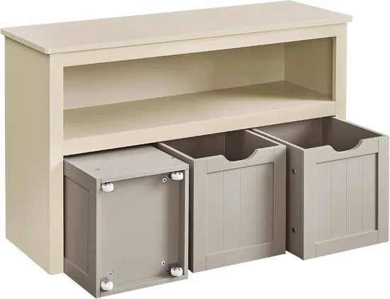 Furnstar - Schoenenrek – Ruimtebesparend, Stabiel en Verstelbaar – met wielen - Ideaal voor Woonkamer, Hal & Slaapkamer - Schoenenrek hout – 30 x 102 x 60 cm – Zandbeige – Zandbeige