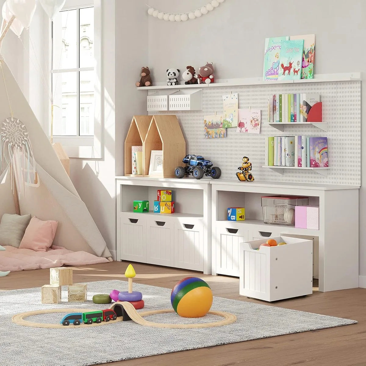 Furnstar - Schoenenrek – Ruimtebesparend, Stabiel en Verstelbaar – met wielen - Ideaal voor Woonkamer, Hal & Slaapkamer - Schoenenrek hout – 30 x 102 x 60 cm – Zandbeige