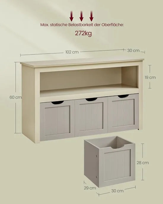 Furnstar - Schoenenrek – Ruimtebesparend, Stabiel en Verstelbaar – met wielen - Ideaal voor Woonkamer, Hal & Slaapkamer - Schoenenrek hout – 30 x 102 x 60 cm – Zandbeige – Zandbeige