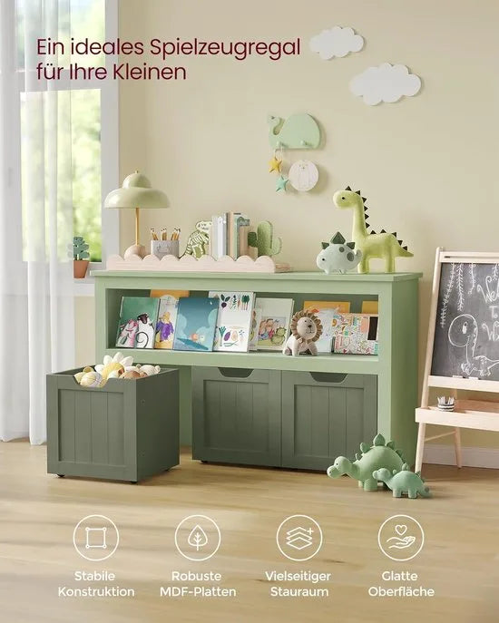 Furnstar - Schoenenrek – Ruimtebesparend, Stabiel en Verstelbaar – met wielen - Ideaal voor Woonkamer, Hal & Slaapkamer - Schoenenrek hout – 30 x 102 x 60 cm – Zandbeige – Groen