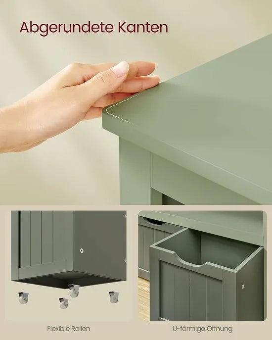 Furnstar - Schoenenrek – Ruimtebesparend, Stabiel en Verstelbaar – met wielen - Ideaal voor Woonkamer, Hal & Slaapkamer - Schoenenrek hout – 30 x 102 x 60 cm – Zandbeige – Groen