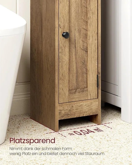 FurnStar – Toiletkast – Smalle badkamerkast met verstelbare planken – Ruimtebesparend badkamerrek – Eenvoudige montage - 80 cm – Honing Bruin –