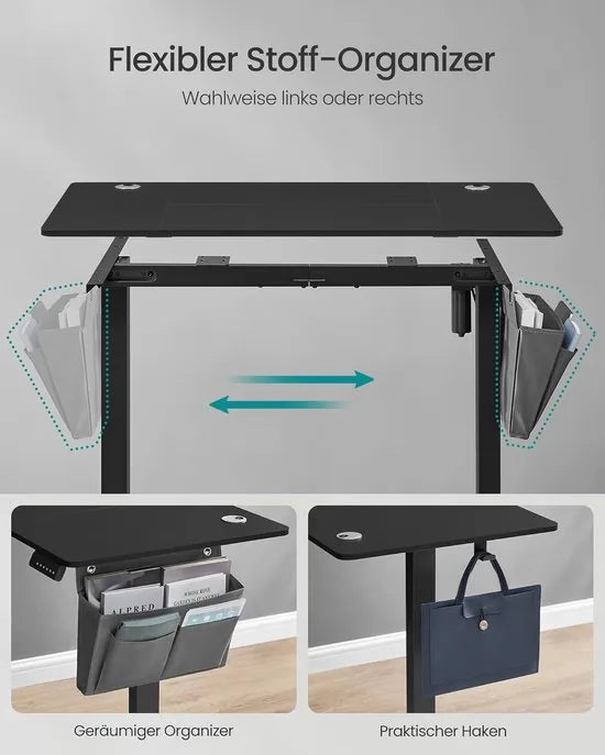 FurnStar Verstelbaar Bureau – Elektrisch In Hoogte Verstelbaar – Bureau Tafel met Geheugenfunctie voor 4 Hoogtes – Voor Thuiskantoor of Werkkamer – 60 x 110 x (72-120) cm – Inktzwart