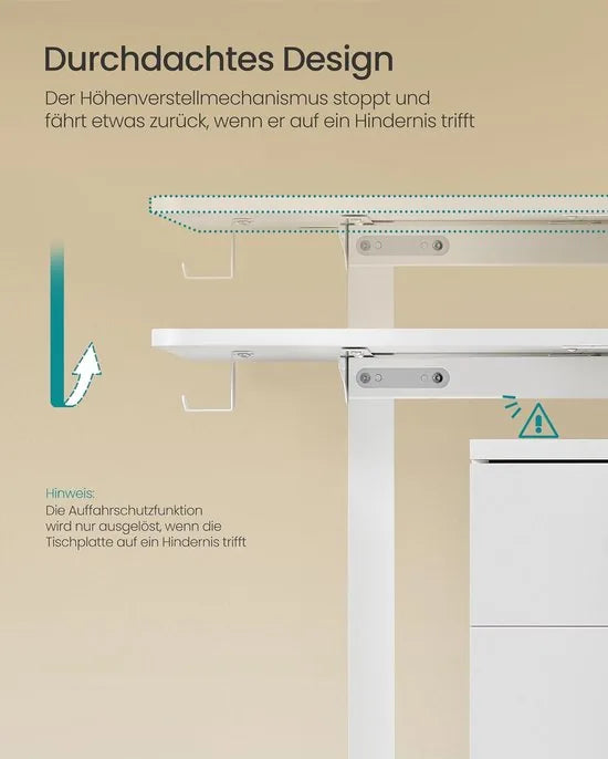 FurnStar Verstelbaar Bureau – Elektrisch In Hoogte Verstelbaar – Bureau Tafel met Geheugenfunctie voor 4 Hoogtes – Voor Thuiskantoor of Werkkamer – 60 x 110 x (72-120) cm – Wit