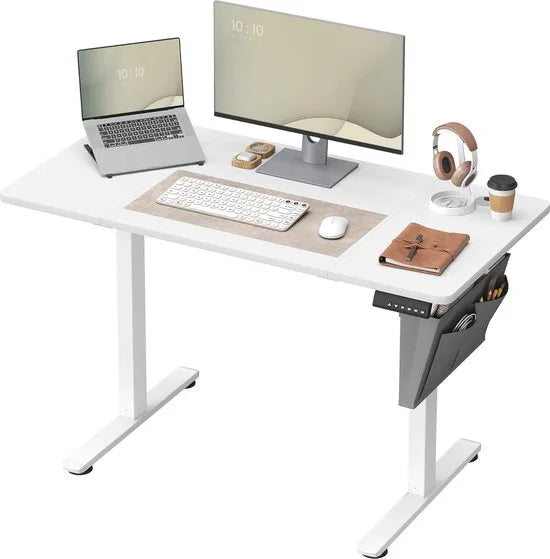 FurnStar - Verstelbaar bureau - In hoogte verstelbaar bureau elektrisch - bureau tafel - verstelbaar bureau elektrisch - 60 x 120 x (72-120) cm - geheugenfunctie voor 4 hoogtes - voor thuiskantoor - w – Wolkenwit 60 x 120