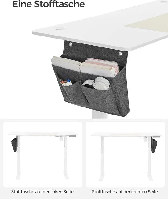 FurnStar - Verstelbaar bureau - In hoogte verstelbaar bureau elektrisch - bureau tafel - verstelbaar bureau elektrisch - 60 x 120 x (72-120) cm - geheugenfunctie voor 4 hoogtes - voor thuiskantoor - w – Basiswit + beige. 60 x 140