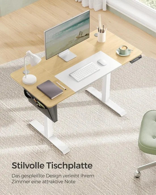 FurnStar - Verstelbaar Bureau Tafel - In Hoogte Verstelbaar Bureau Elektrisch - 120 x 60 x (72-120) cm - Geheugenfunctie voor 4 Hoogtes - Voor Thuiskantoor - Werkkamer - Vintage Bruin -Inktzwart – Pastelgeel+basiswit 70 x 160