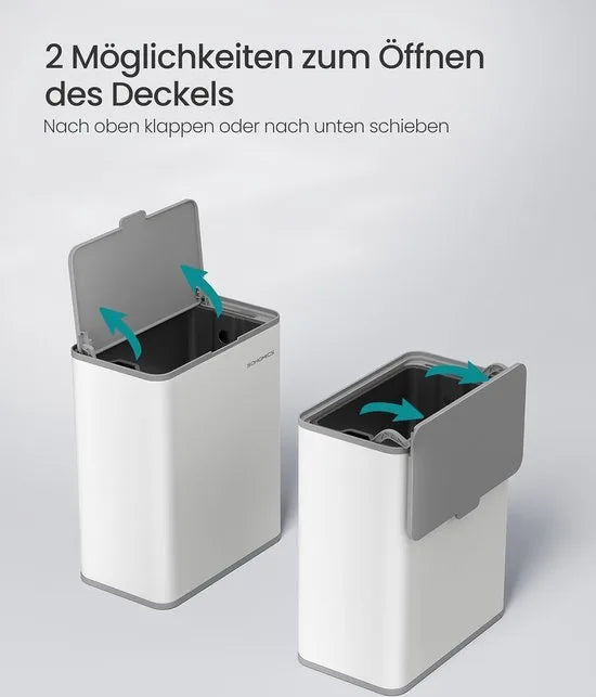 FurnStar - Vuilnisemmer hangend - 8 l compostemmer keuken - stalen afvalemmer met deksel voor biologisch afval - met haken - aan de kastdeur of muur - voor onderkast badkamer - Inktzwart – Wit
