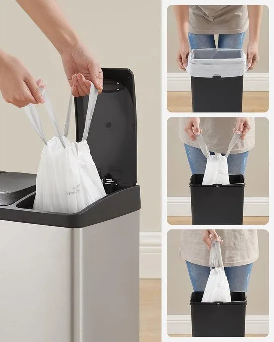 Furnstar Vuilniszakken 8 Liter – Met Trekkoord – Voor Afvalscheiding – Geschikt voor 5–8 L Vuilnisemmer – 90 Stuks (2 Rollen) – Wit