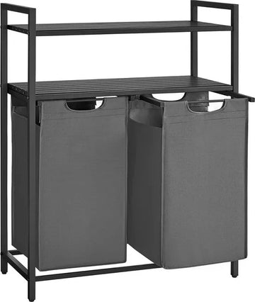 Furnstar - Wasmand met 2 planken - 2x46 L - 73×33×92cm - Grijs