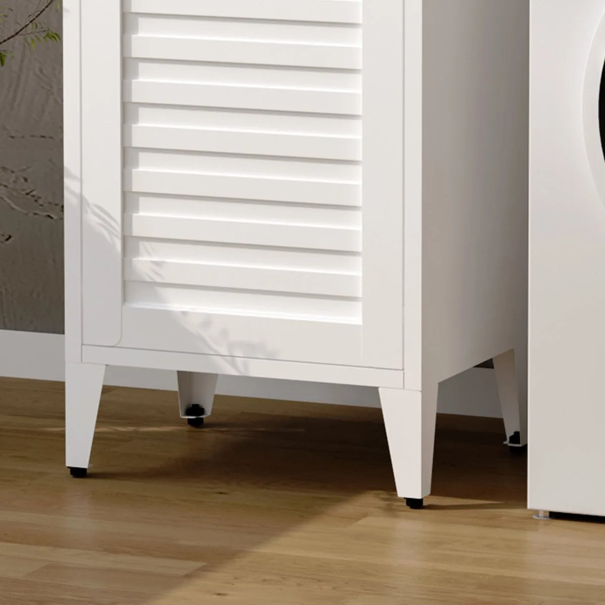 Furnstar Wasmand - Wasverzamelaar met Afneembare Waszak - Wasbox - Metalen Frame van Hoogwaardig Staal - 42 x 35 x 93 cm - Wit
