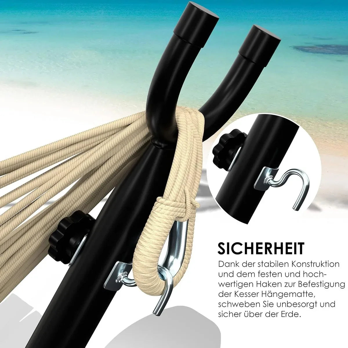 Hangmat - Hangmat met Standaard - dubbele hangmat voor 2 personen - stabiel frame - 200 kg draagvermogen binnen en buiten XXL tuin - vor zwembad - balkon - terras - Grijs kleur – Antraciet