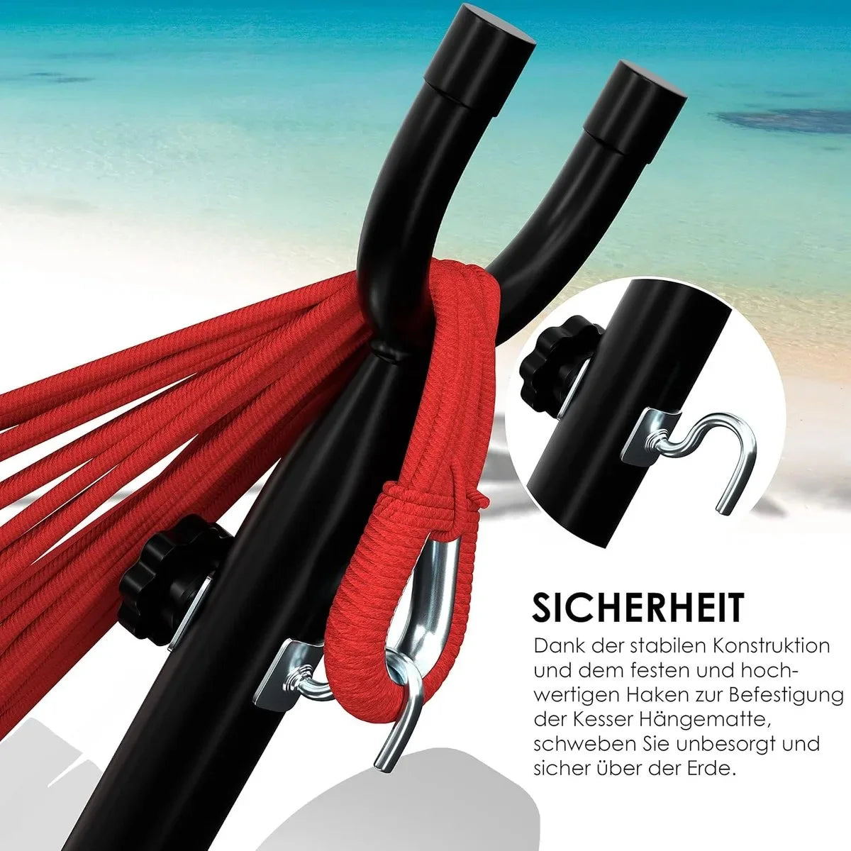 Hangmat - Hangmat met Standaard - dubbele hangmat voor 2 personen - stabiel frame - 200 kg draagvermogen binnen en buiten XXL tuin - vor zwembad - balkon - terras - Grijs kleur – Kleurrijk