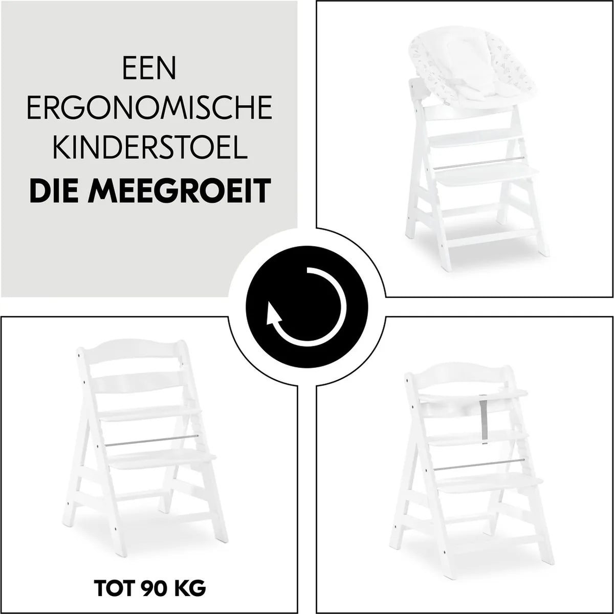 Hauck Alpha+ White Kinderstoel - Wit FSC® gecertificeerd beukenhout