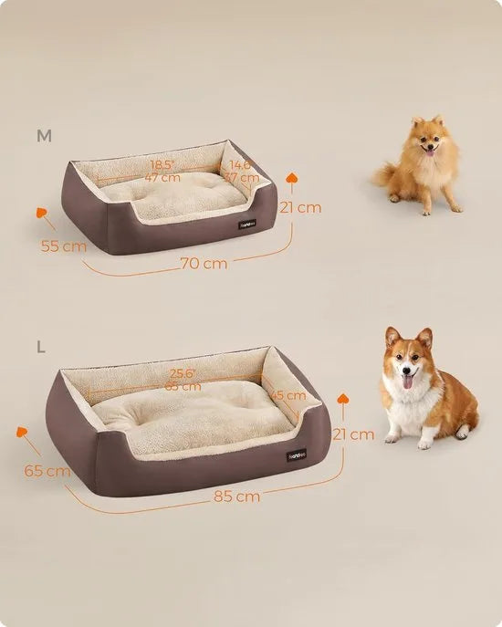 Hondenmand - Hondenbed Omkeerbaar Kussen 85 x 65 x 21 cm Bruin PGW04Z