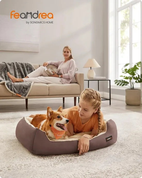 Hondenmand - Hondenbed Omkeerbaar Kussen 85 x 65 x 21 cm Bruin PGW04Z