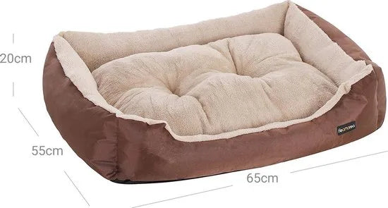 hondenmand, hondensofa, hondenkussen, binnenkussen aan beide zijden te gebruiken, 65 x 55 x 17 cm, bruin PGW03Z