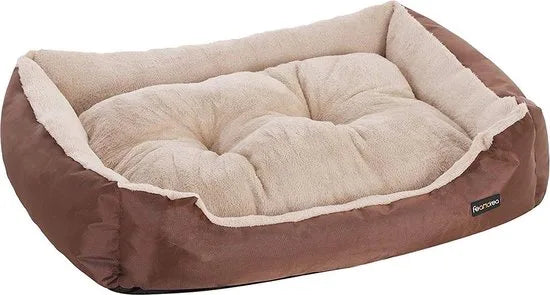 hondenmand, hondensofa, hondenkussen, binnenkussen aan beide zijden te gebruiken, 65 x 55 x 17 cm, bruin PGW03Z