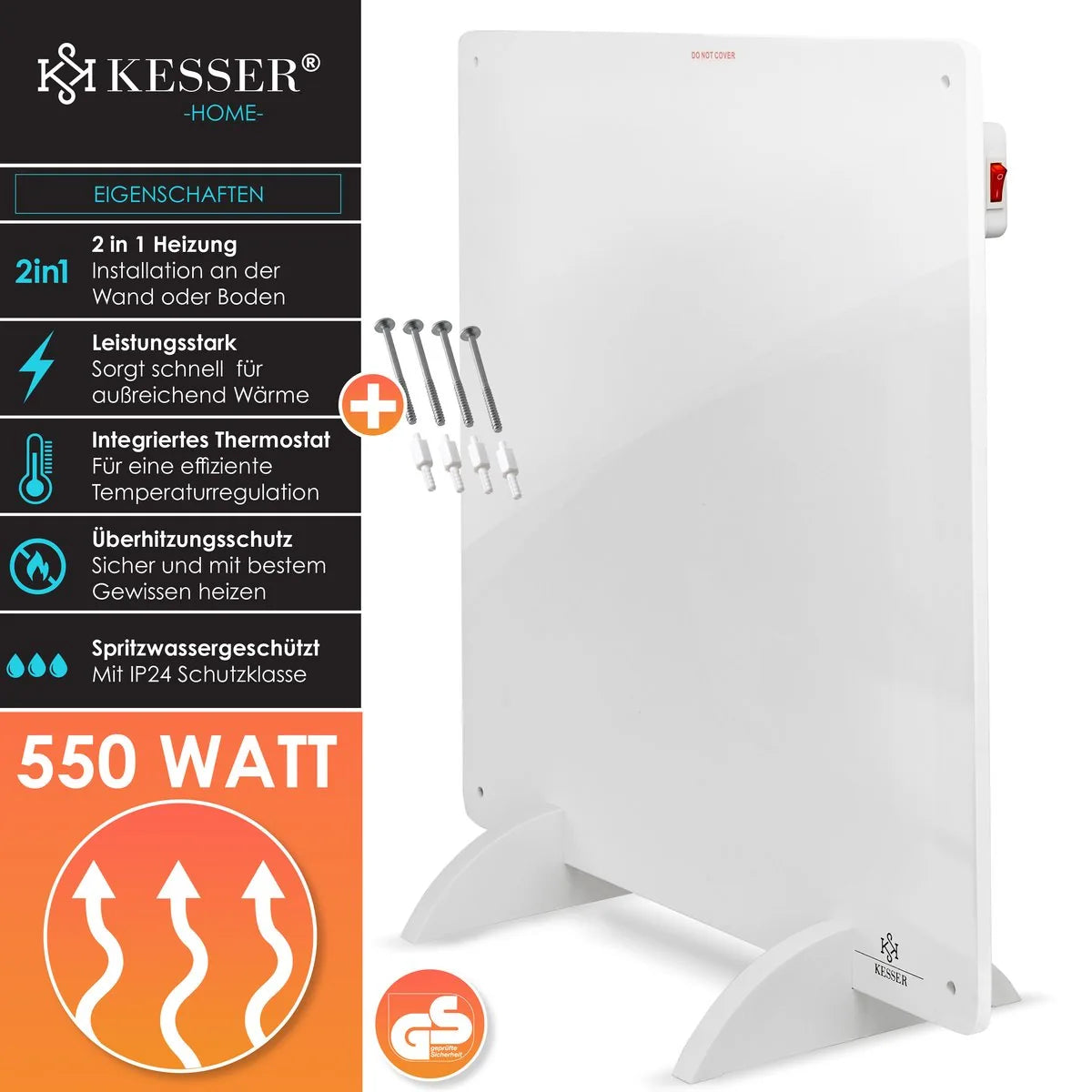 Kesser Infrarood Verwamingspaneel - 550 Watt - Infrarood kachel - Energiezuinig - Heater