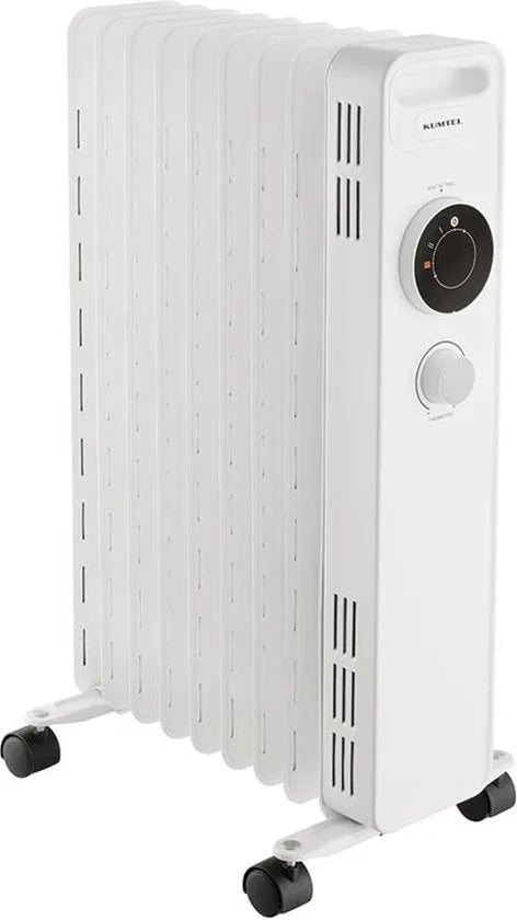 Kumtel Elektrische Kachel - Olieradiator - Thermostaat - 3 Standen - tot 2300W - Gemakkelijk Draagbaar - Antivriessysteem - 11 Vinnen Wit