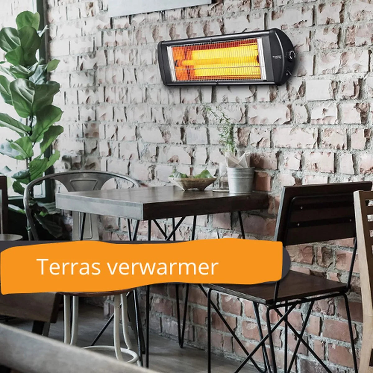 KUMTEL Infrarood Heater 2500 Watt - Terrasverwarmer - Wand- en Plafondmontage - Waterdicht IP55 - 5 Vermogensniveaus - Terrasverwarmer - Zwart - Terras Verwarming Elektriciteit - 30m²