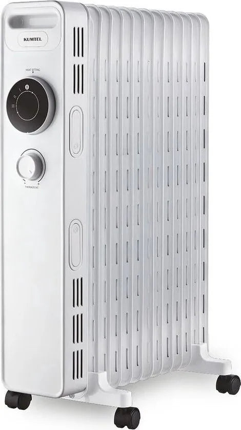 Kumtel Olieradiator - Elektrische Kachel - Thermostaat - Chauffage electrique - Tot 2500W - 3 Standen - Antivriessysteem - 13 Vinnen - Wit
