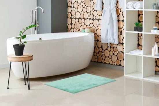 Lalee Heaven – Superzachte Badmat – Antislip – Hoogpolig – Douchemat – Toiletmat – Wasbaar – Voor Badkamer – Zilver - 40x60 – Mint 40 x 60cm