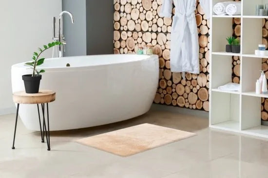 Lalee Heaven – Superzachte Badmat – Antislip – Hoogpolig – Douchemat – Toiletmat – Wasbaar – Voor Badkamer – Zilver - 40x60 – Beige 40 x 60
