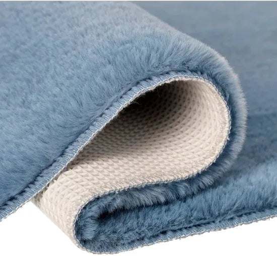 Lalee Heaven – Superzachte Badmat – Antislip – Hoogpolig – Douchemat – Toiletmat – Wasbaar – Voor Badkamer – Blauw – 67x110 cm