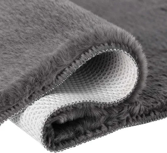 Lalee Heaven – Superzachte Badmat – Antislip – Hoogpolig – Douchemat – Toiletmat – Wasbaar – Voor Badkamer – Blauw – 50x90 cm – Grijs 40 x 60cm