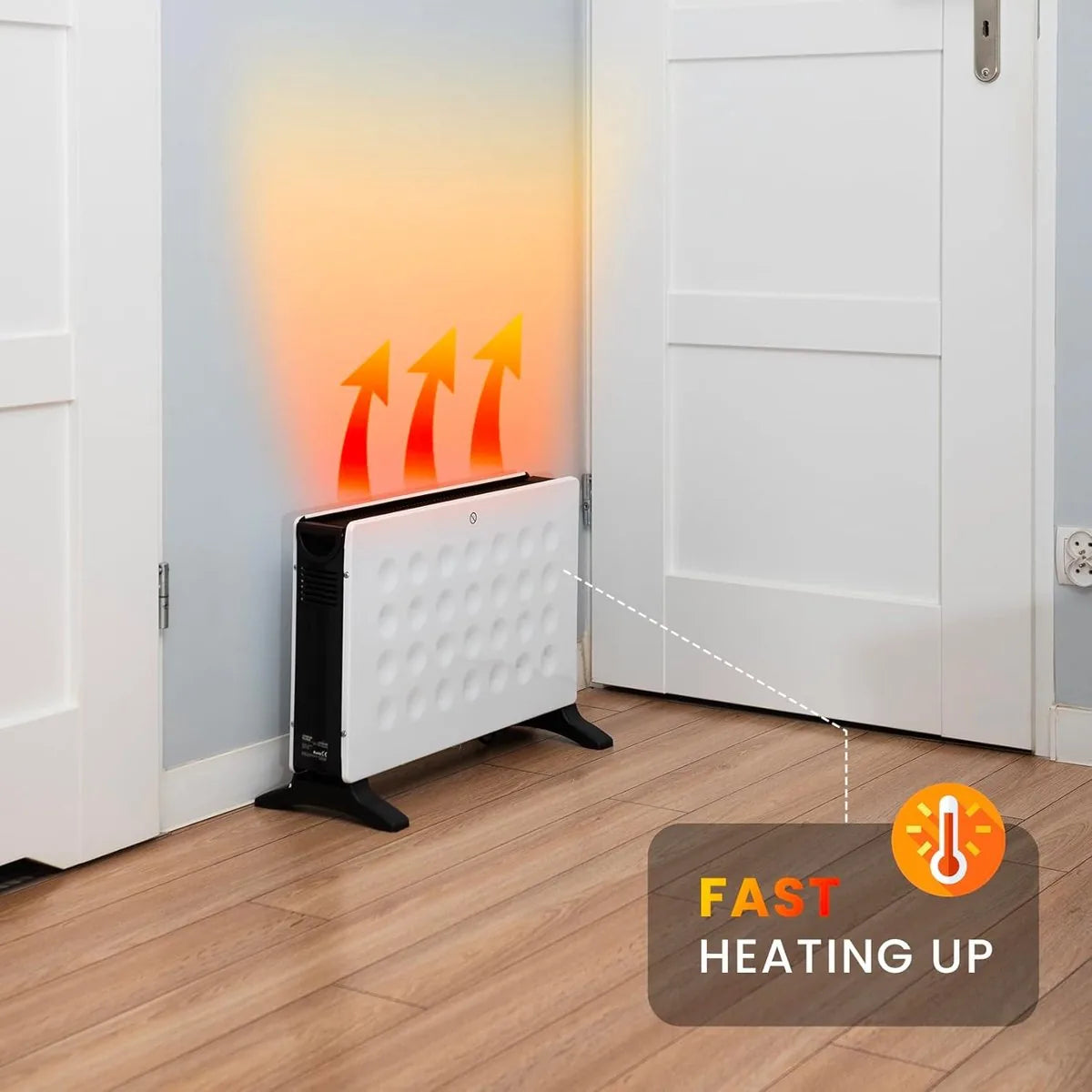Lehmann LHOHC-2013B Convectorverwarming 2000W – Radiator met Thermostaat en 3-traps Vermogensregeling (750/1250/2000W) – Mobiele Ventilatorkachel met Oververhittingsbeveiliging – Energiezuinig en Stil – Wit
