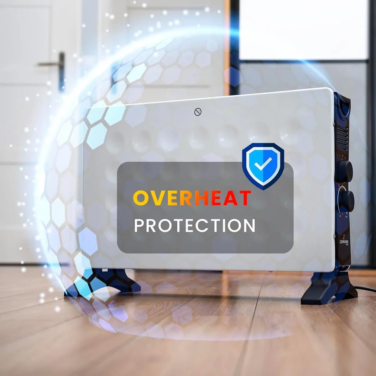 Lehmann LHOHC-2013B Convectorverwarming 2000W – Radiator met Thermostaat en 3-traps Vermogensregeling (750/1250/2000W) – Mobiele Ventilatorkachel met Oververhittingsbeveiliging – Energiezuinig en Stil – Wit