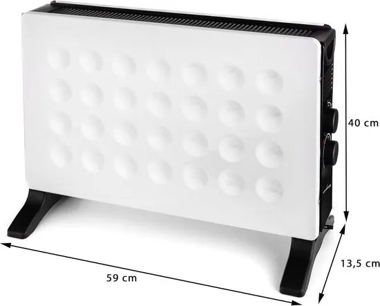 Lehmann LHOHC-2013B Convectorverwarming 2000W – Radiator met Thermostaat en 3-traps Vermogensregeling (750/1250/2000W) – Mobiele Ventilatorkachel met Oververhittingsbeveiliging – Energiezuinig en Stil – Wit