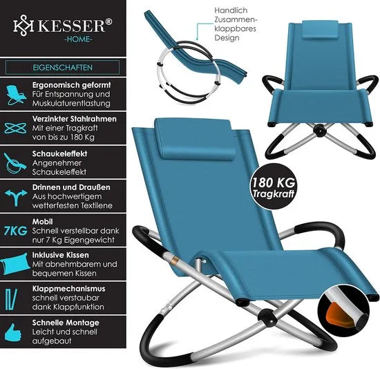 Ligbed - Ligstoel - Tuinstoel - Weerbestendig - Klapstoel - Inclusief Tas En Hoes - Maximaal 180 Kg - Grijs . – Khaki