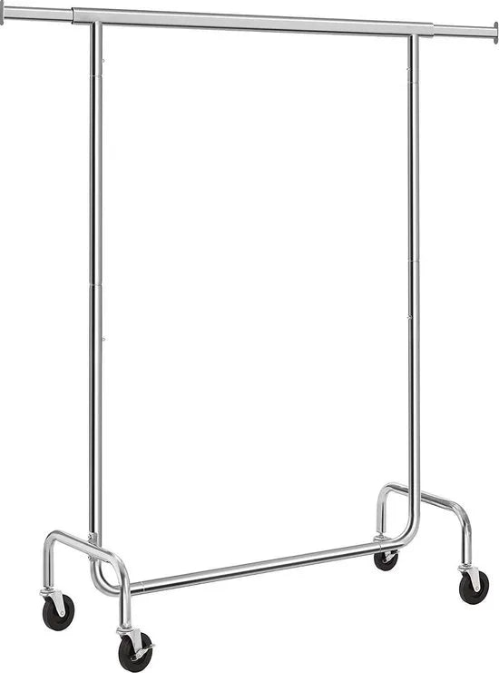 metalen kapstok max. belasting 130 kg, kast op wielen, lengte 110-150 cm Verchroomd HSR11S-Metalen kledingrek