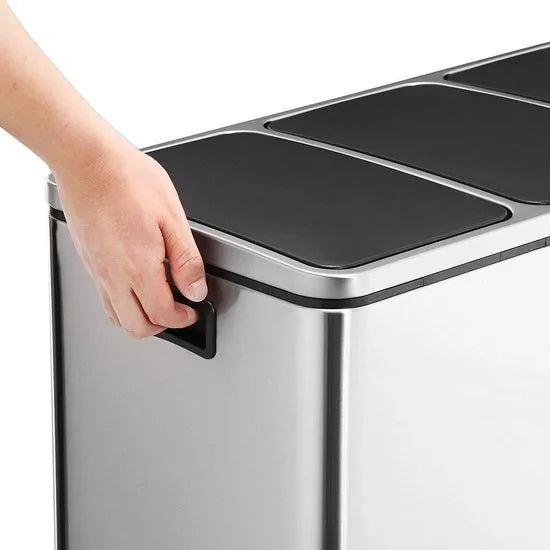 Metalen Trio Prullenbak - Fingerprint Proof - 54 Liter