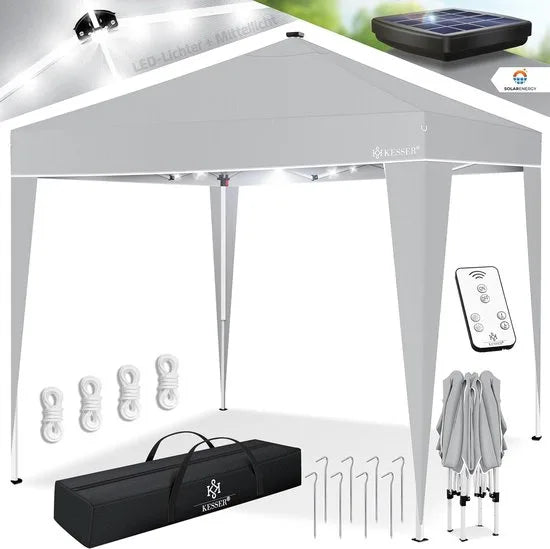 Partytent - Paviljoen - Tuintent - Partytent Opvouwbaar - 3x3 M - Easy Up - Vouwtent - Met Draagtas - Zwart – Lichtgrijs