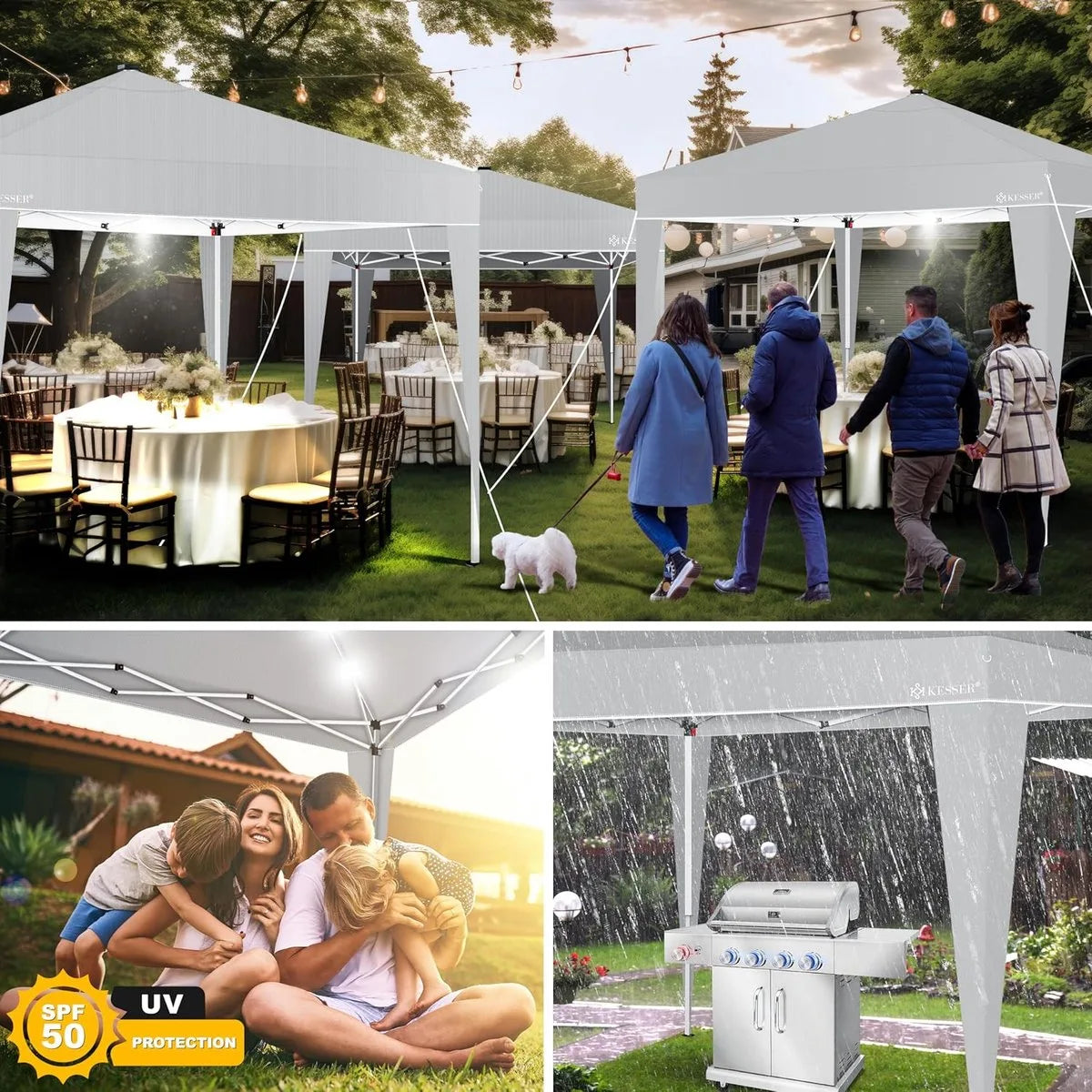 Partytent - Paviljoen - Tuintent - Partytent Opvouwbaar - 3x3 M - Easy Up - Vouwtent - Met Draagtas - Zwart – Lichtgrijs