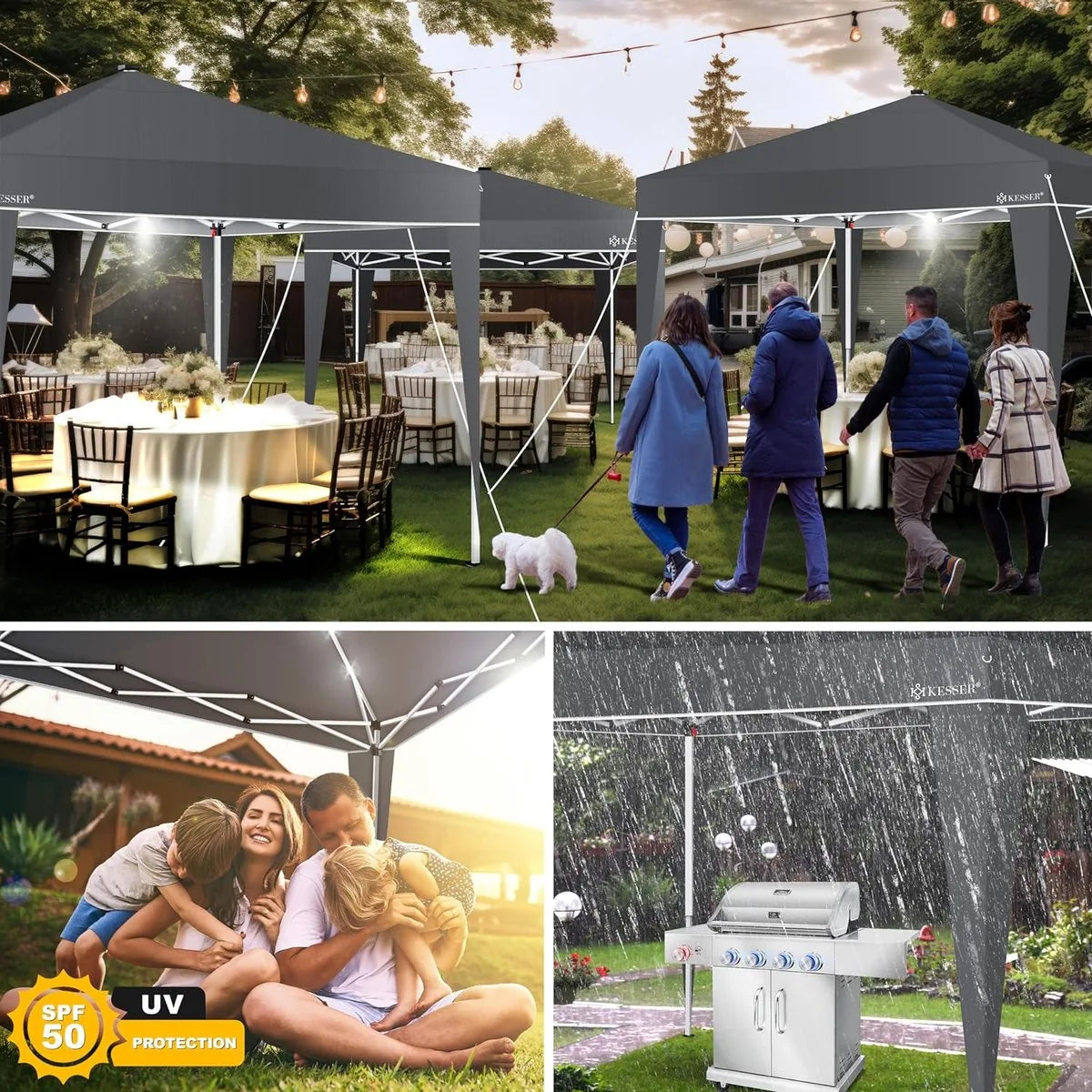 Partytent - Paviljoen - Tuintent - Partytent Opvouwbaar - 3x3 M - Easy Up - Vouwtent - Met Draagtas - Zwart – Zwart