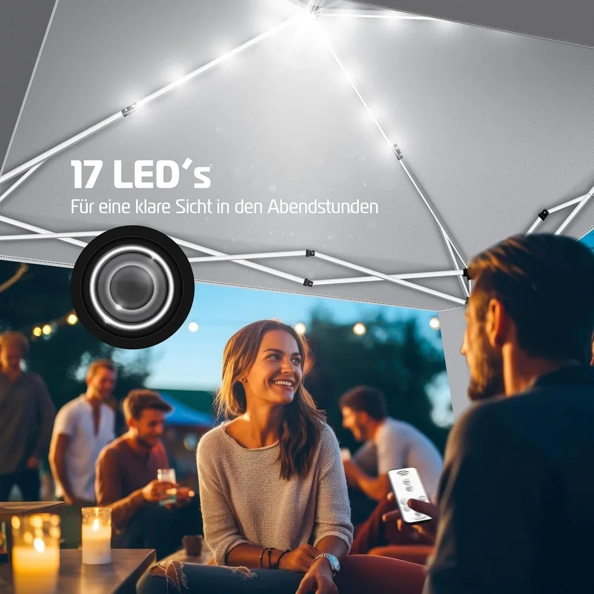 Partytent - Paviljoen - Tuintent - Partytent Opvouwbaar - 3x3 M - Easy Up - Vouwtent - Met Draagtas - Zwart – Lichtgrijs