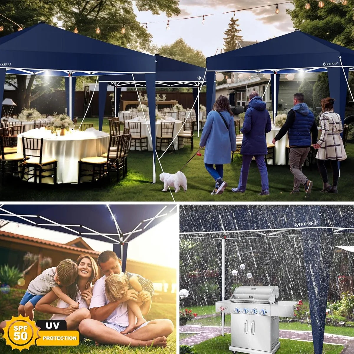 Partytent - Paviljoen - Tuintent - Partytent Opvouwbaar - 3x3 M - Easy Up - Vouwtent - Met Draagtas - Zwart – Marineblauw