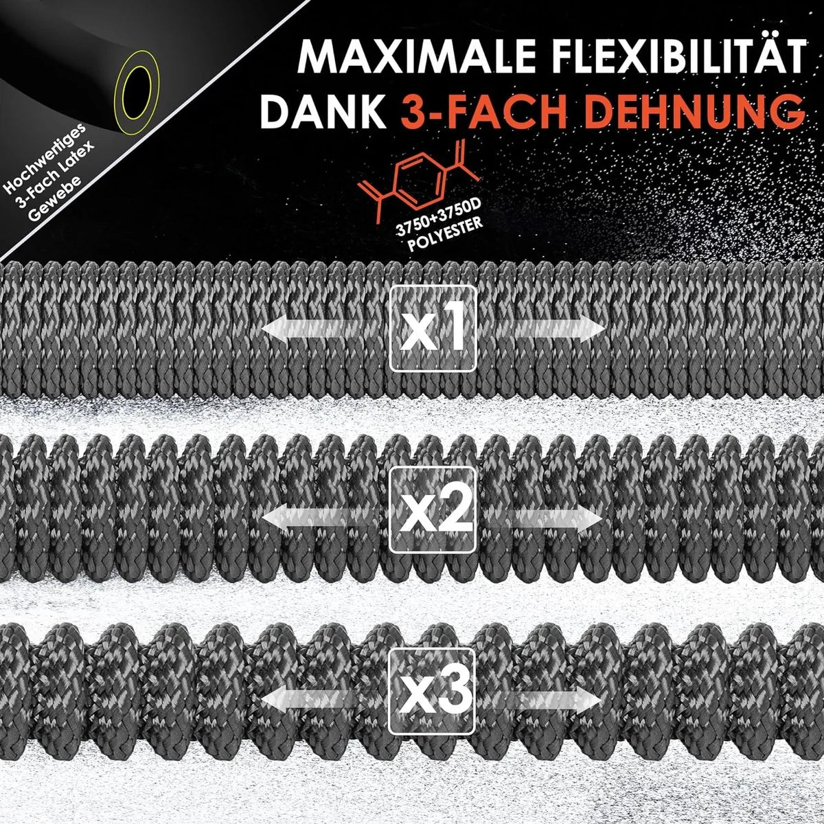 Premium tuinslang - verlengde muurbevestiging - flexibele waterslang met 3-weg - latex kern rekbaar - flexibele slangschroefverbindingen - gemaakt van hoogwaardig messing - 45 meter - Antraciet