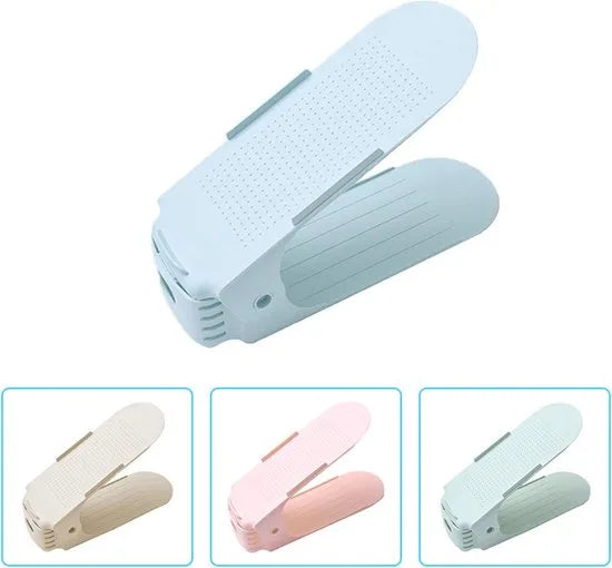 Schoenen Opbergsysteem Verstelbaar – Schoenenopbergers - Schoenenrek - Schoenenkast - Schoenen Organizer – Set van 5 - Wit – Blauw