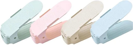 Schoenen Opbergsysteem Verstelbaar – Schoenenopbergers - Schoenenrek - Schoenenkast - Schoenen Organizer – Set van 5 - Wit – Blauw