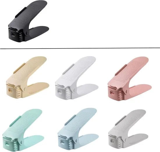 Schoenen Opbergsysteem Verstelbaar – Schoenenopbergers - Schoenenrek - Schoenenkast - Schoenen Organizer – Set van 5 - Wit – Geel,khaki