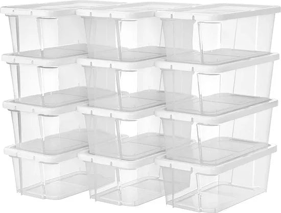 Schoenendozen, Set Van 12 Stuks, Transparant Met Deksel, Kunststof, Voor Schoenen Tot Maat 41