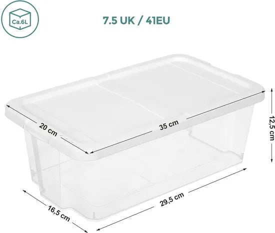 Schoenendozen, Set Van 12 Stuks, Transparant Met Deksel, Kunststof, Voor Schoenen Tot Maat 41