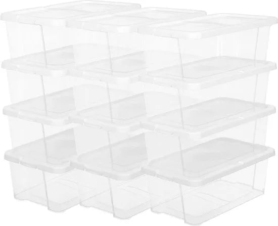 Schoenendozen, Set Van 12 Stuks, Transparant Met Deksel, Kunststof, Voor Schoenen Tot Maat 41
